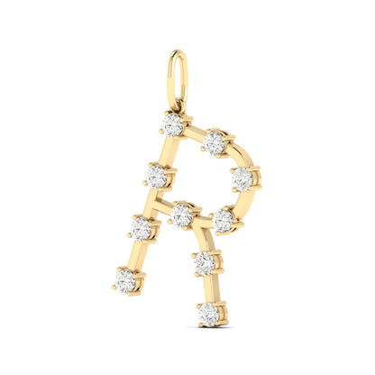 14K YELLOW LAB GROWN DIAMOND LETTER R