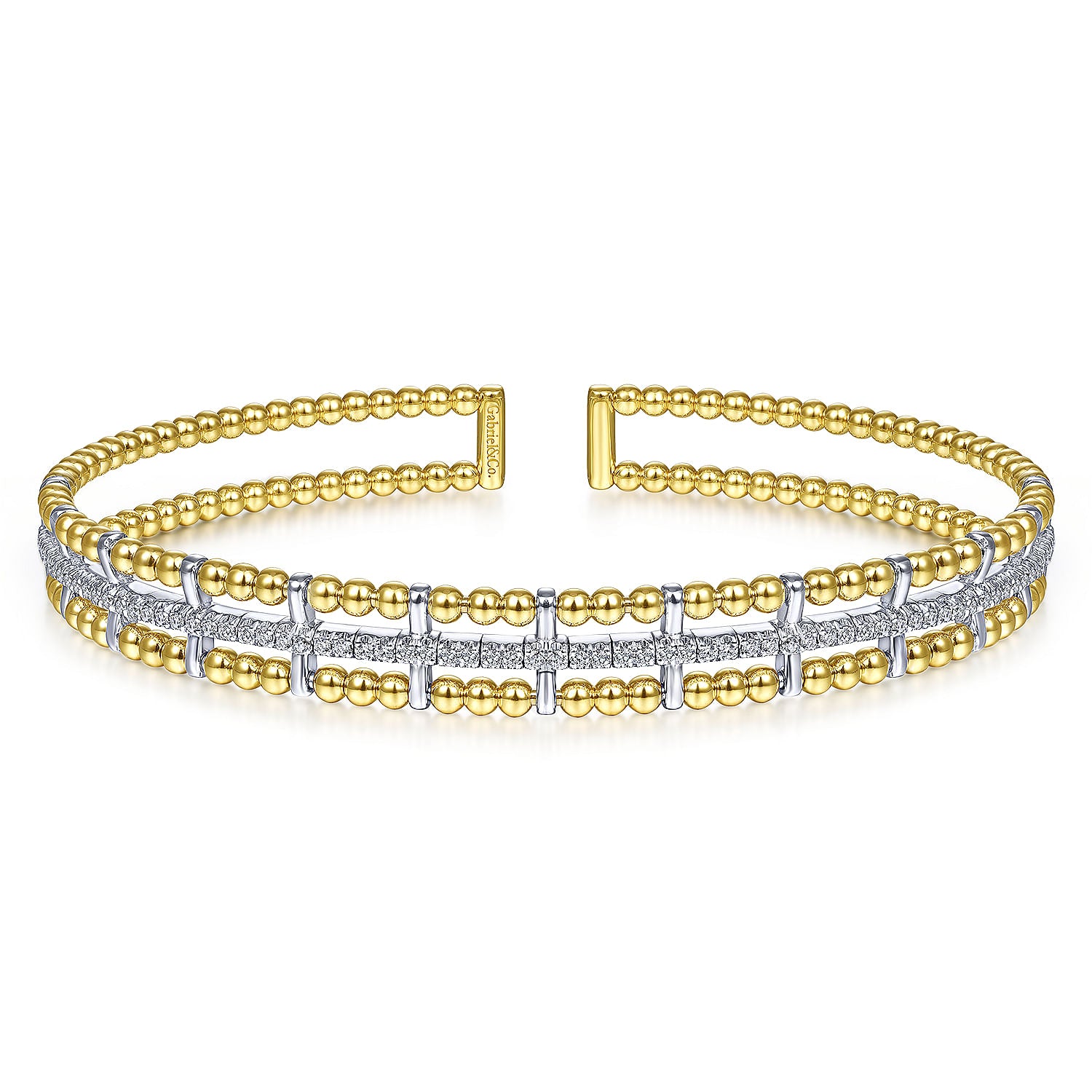 14 KARAT YELLOW AND WHITE GOLD BUJUKAN DIAMOND CUFF