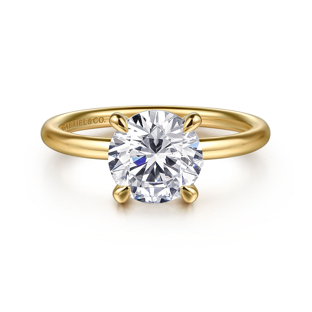 14K YELLOW GOLD ROUND SOLITAIRE DIAMOND ENGAGEMENT RING