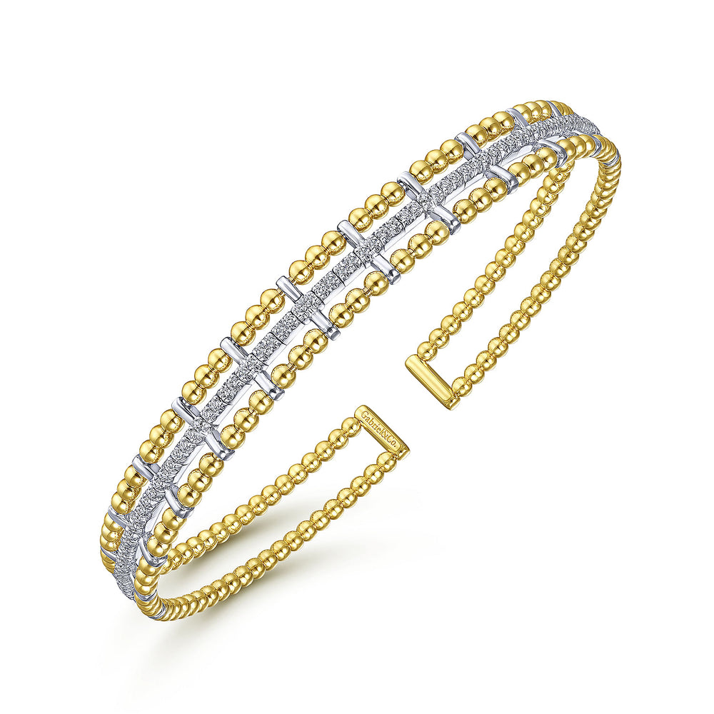 14 KARAT YELLOW AND WHITE GOLD BUJUKAN DIAMOND CUFF