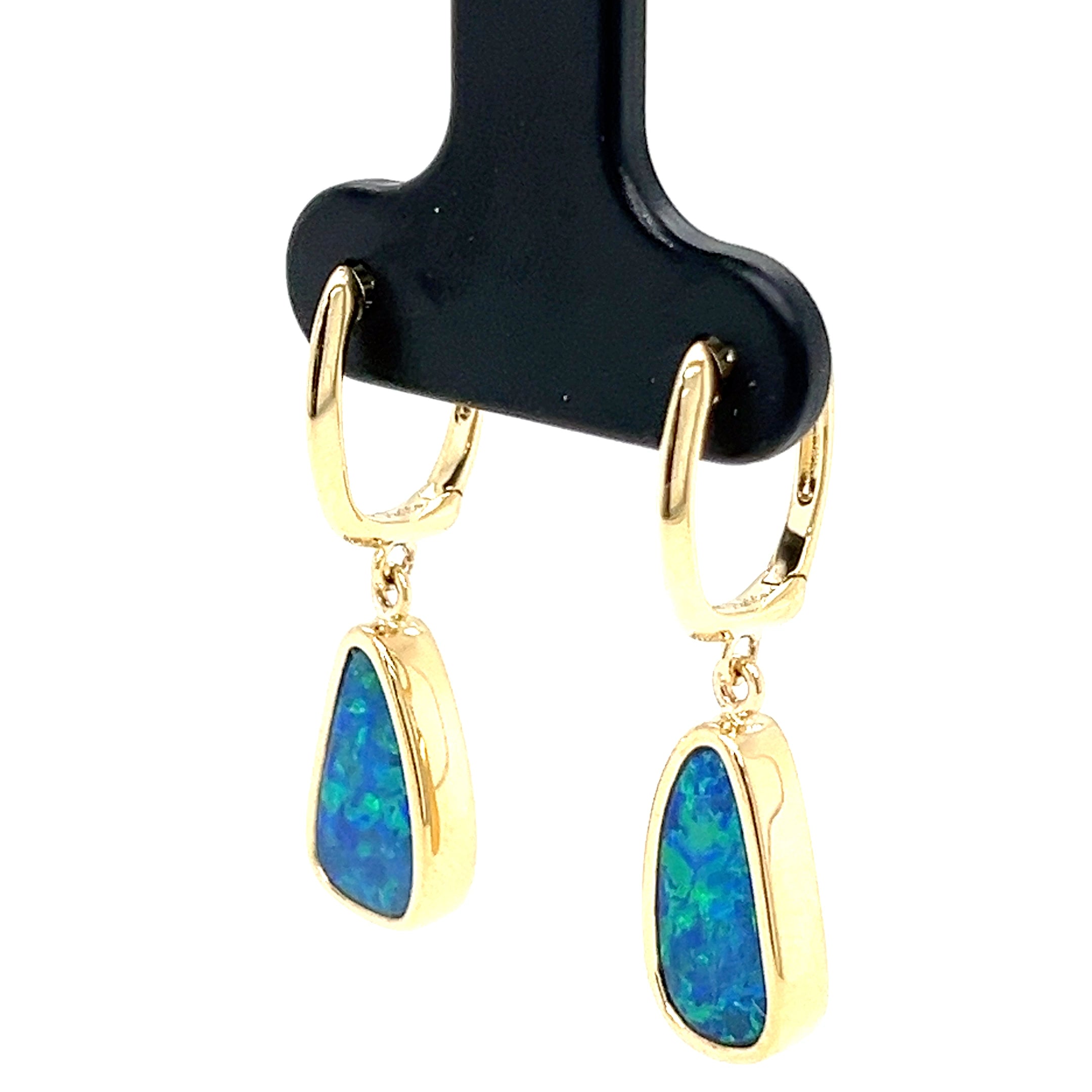 14KY AUST. OPAL DBLT LVRBK EARRING