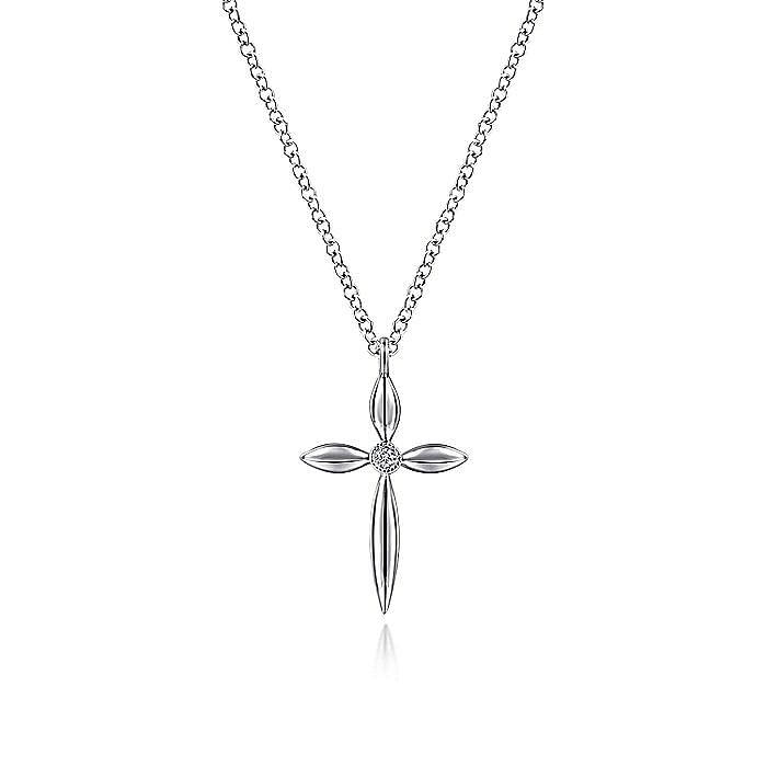 STERLING SILVER DIAMOND CROSS NECKLACE