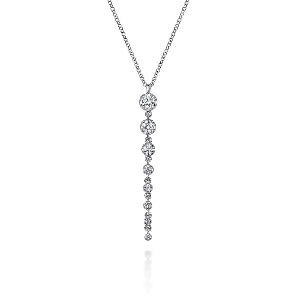 14 KARAT WHITE GOLD GRADUATING VERTICAL DIAMOND BAR NECKLACE