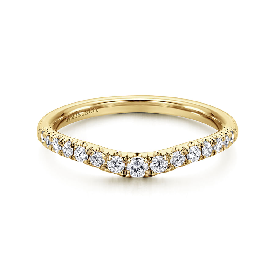CURVED-14K YELLOW GOLD DIAMOND ANNIVERSARY BAND