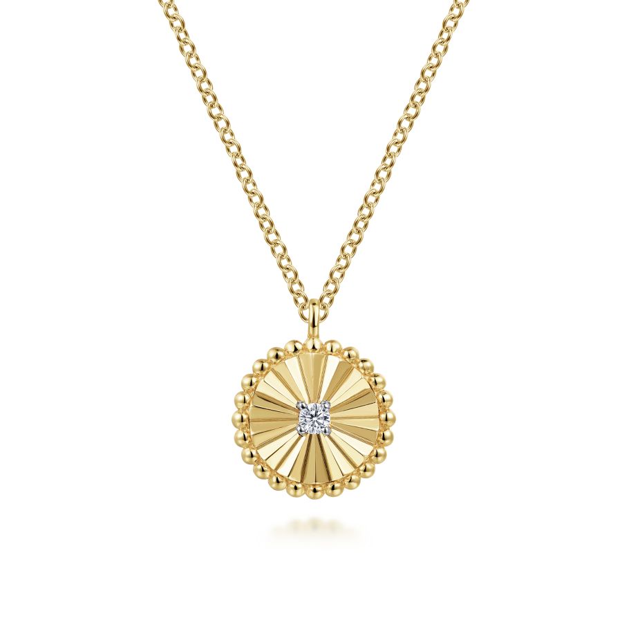 14K White-Yellow Gold Diamond Bujukan Pendant Necklace