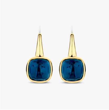 SS/GP BLUE CUSHION EARRINGS