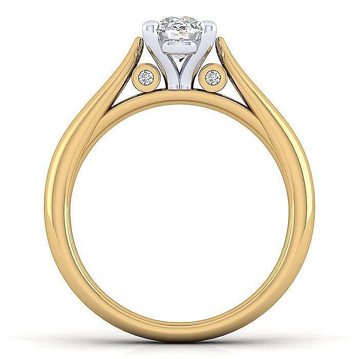 14K TWO TONE OVAL SOLITAIRE