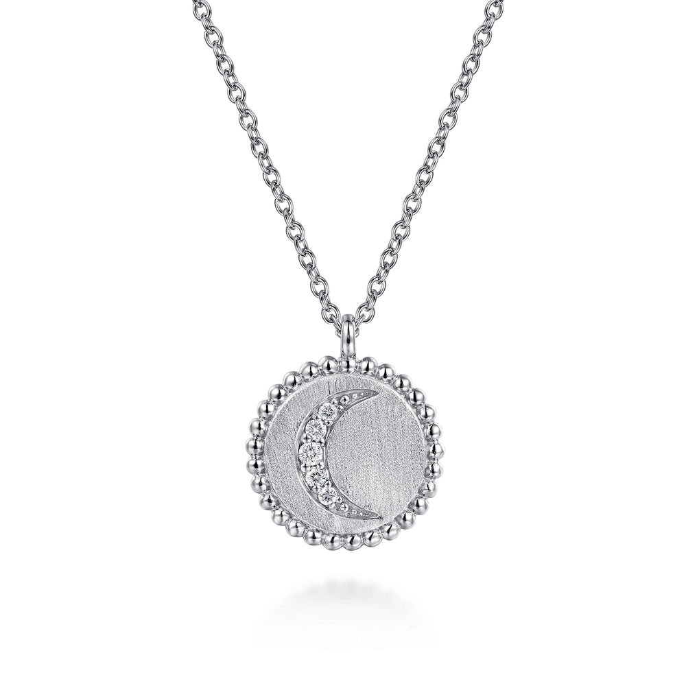 STERLING SILVER DIAMON BUJUKAN MOON MEDALLION PENDANT NECKLACE