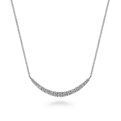 14K WHITE GOLD PRONG SET DIAMOND BAR NECKLACE