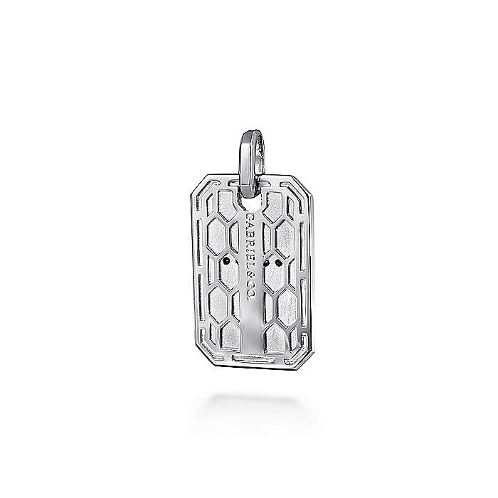 STERLING SILVER DOG TAG PENDANT WITH  BLACK SPINEL CROSS