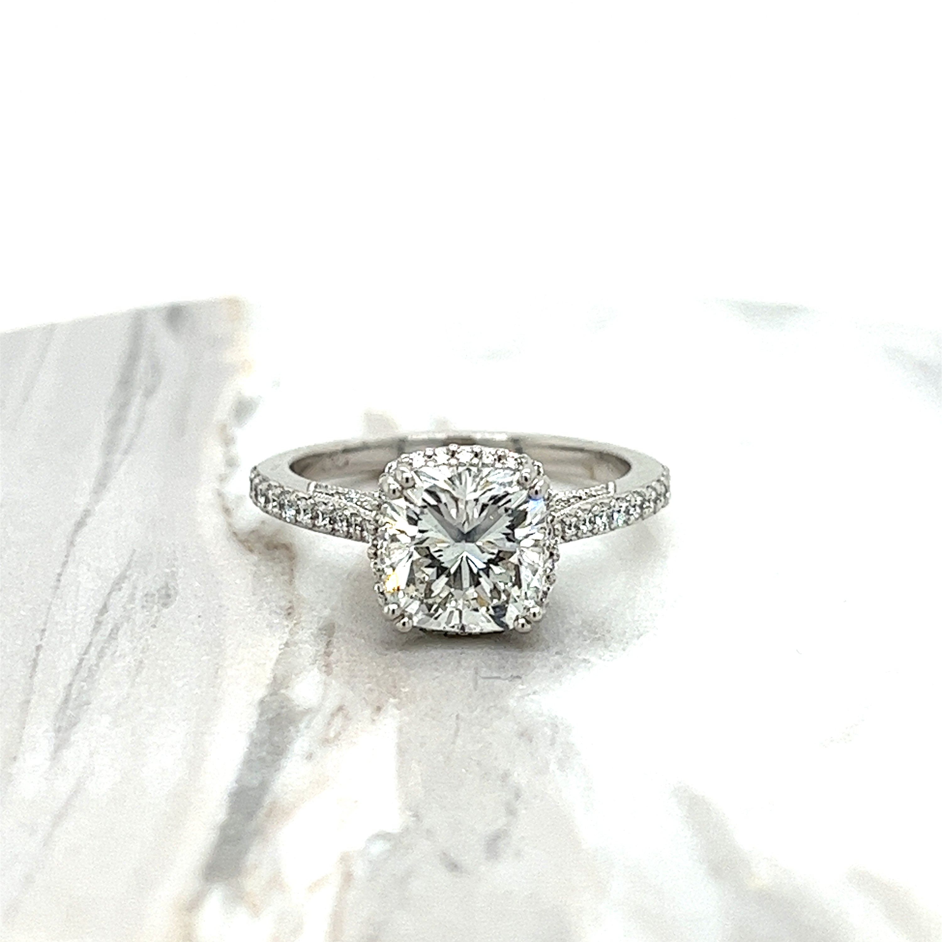 14k White Halo Diamond Engagement Ring