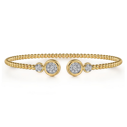 14K WHITE AND YELLOW GOLD DIAMOND BUJUKAN BANGLE