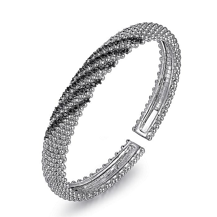 STERLING SILVER BLACK SPINAL BANGLE