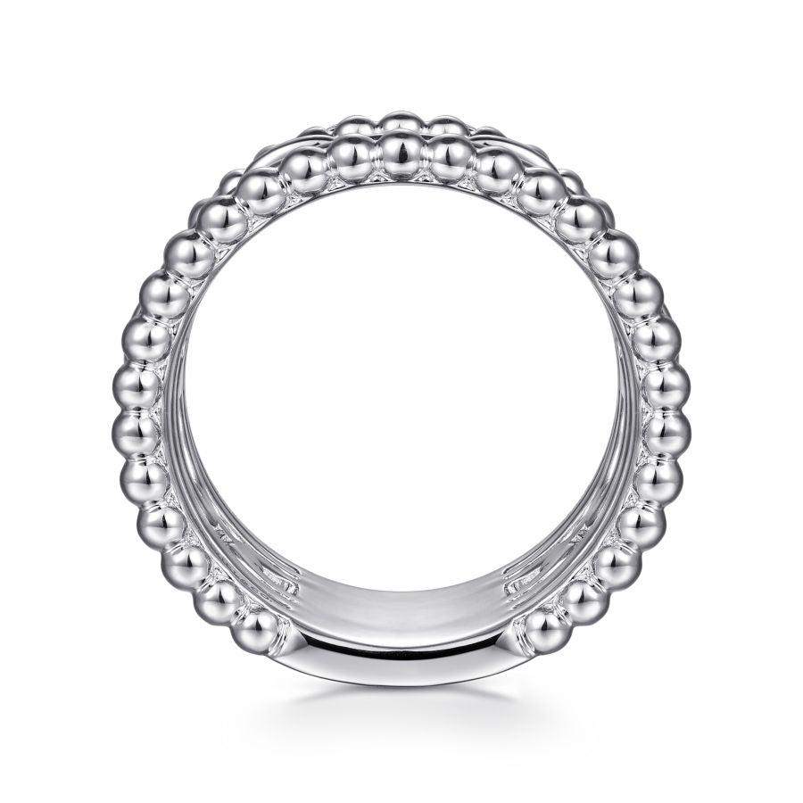 Sterling Silver White Sapphire Wide Statement Ring
