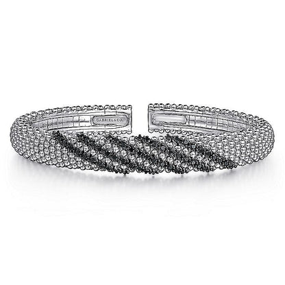 STERLING SILVER BLACK SPINAL BANGLE