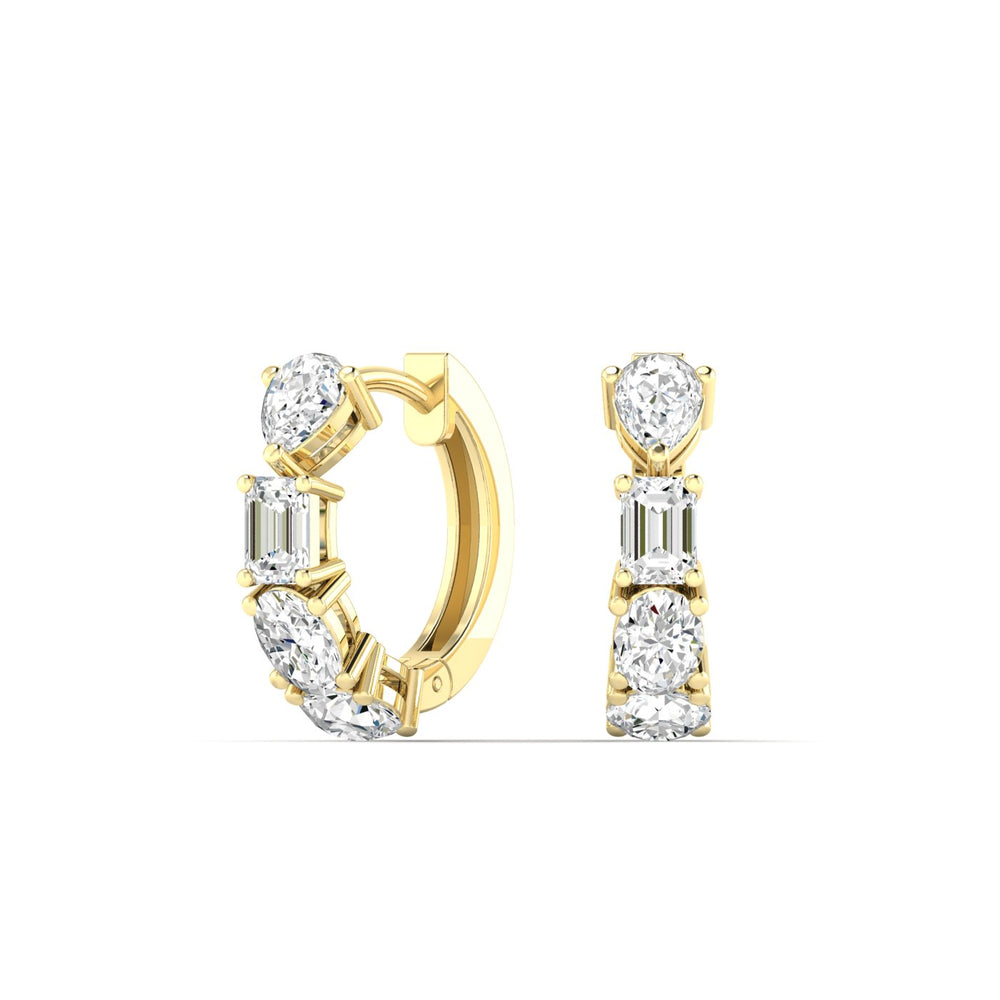 14K YELLOW LAB GROWN DIAMOND MULTI SHAPE HOOPS