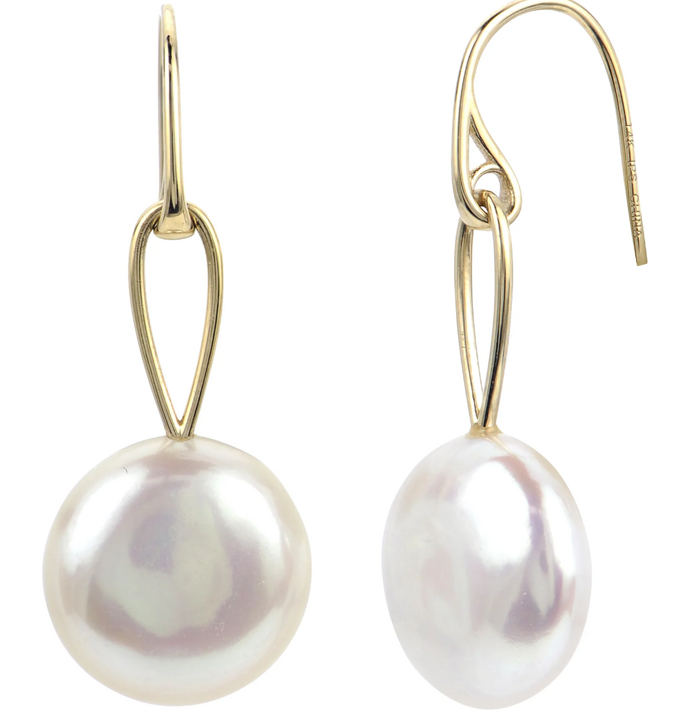 14KT YELLOW GOLD FRESHWATER PEARL EARRING