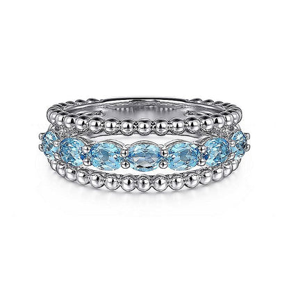 STERLING SILVER BUJUKAN SWISS BLUE TOPAZ EASY STACKABLE RING