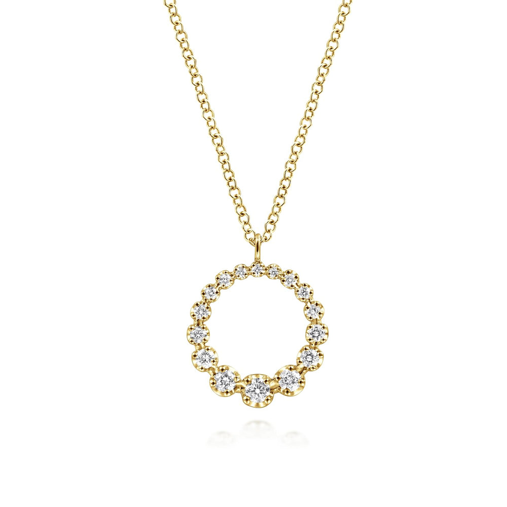 14 KARAT YELLOW GOLD DIAMOND CIRCLE PENDANT NECKLACE