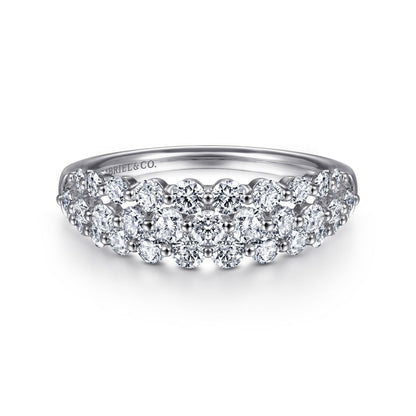 14K White Gold Multi Row Diamond Ring
