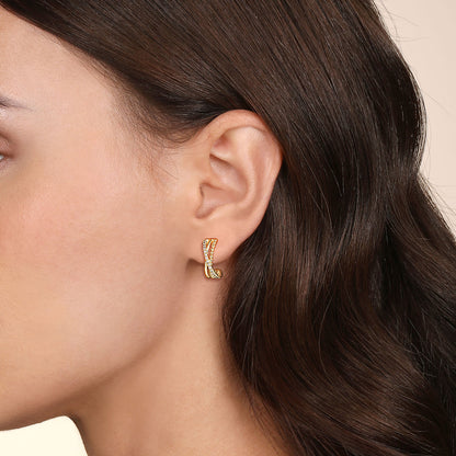 14 KARAT YELLOW GOLD DIAMOND BUJUKAN J EARRINGS