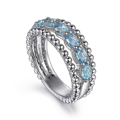 STERLING SILVER BUJUKAN SWISS BLUE TOPAZ EASY STACKABLE RING