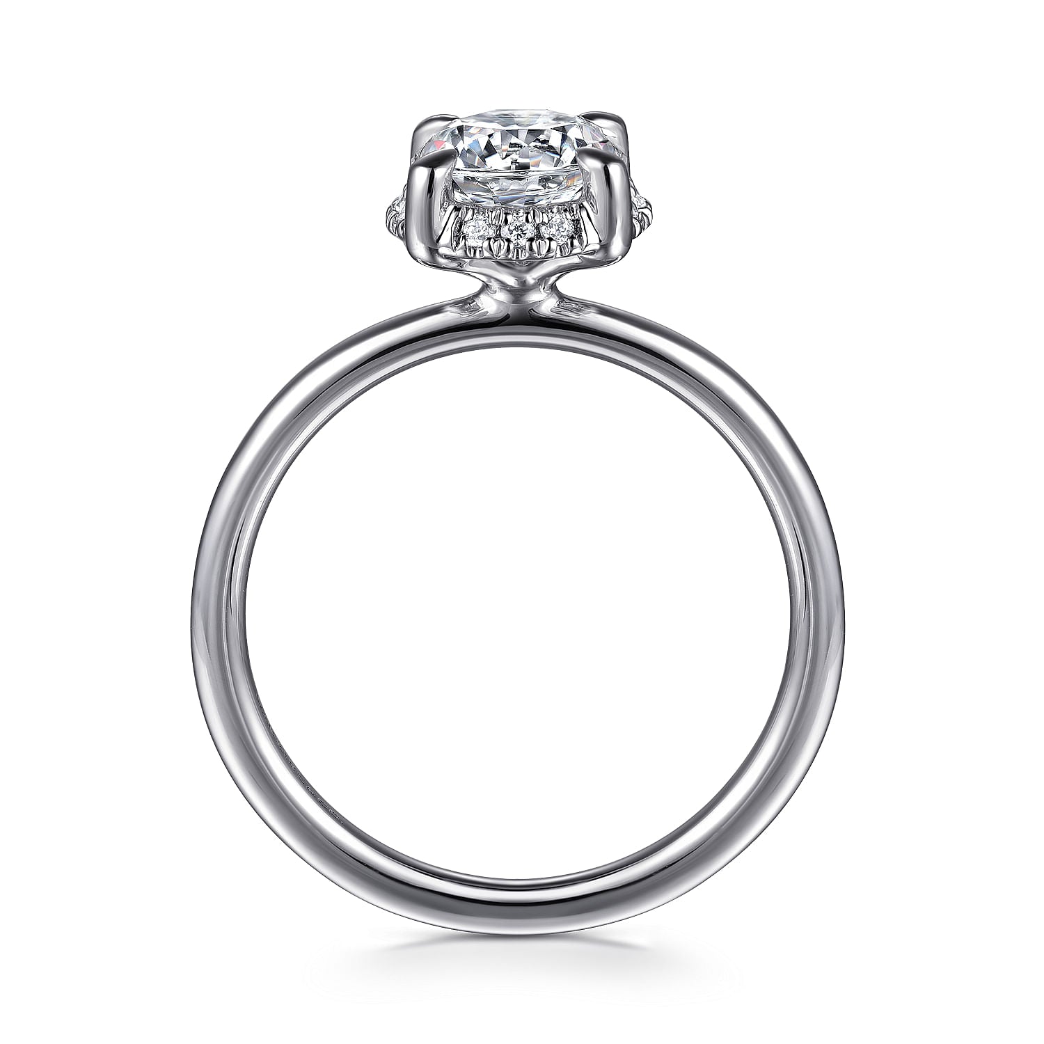 14K WHITE GOLD ROUND HIDDEN HALO DIAMOND ENGAGEMENT RING