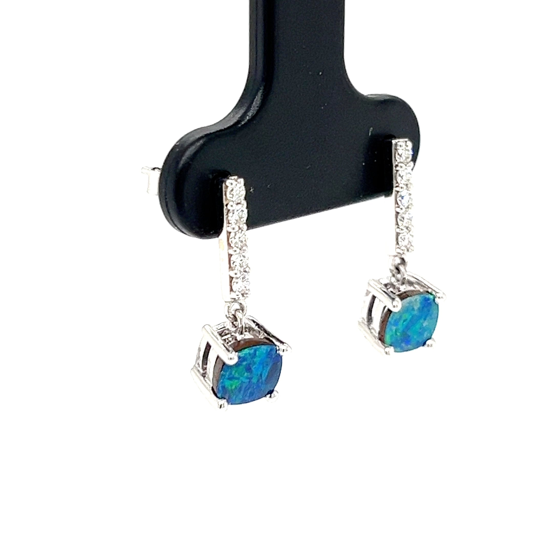 14KW DIA/AUST. OPAL EARRINGS