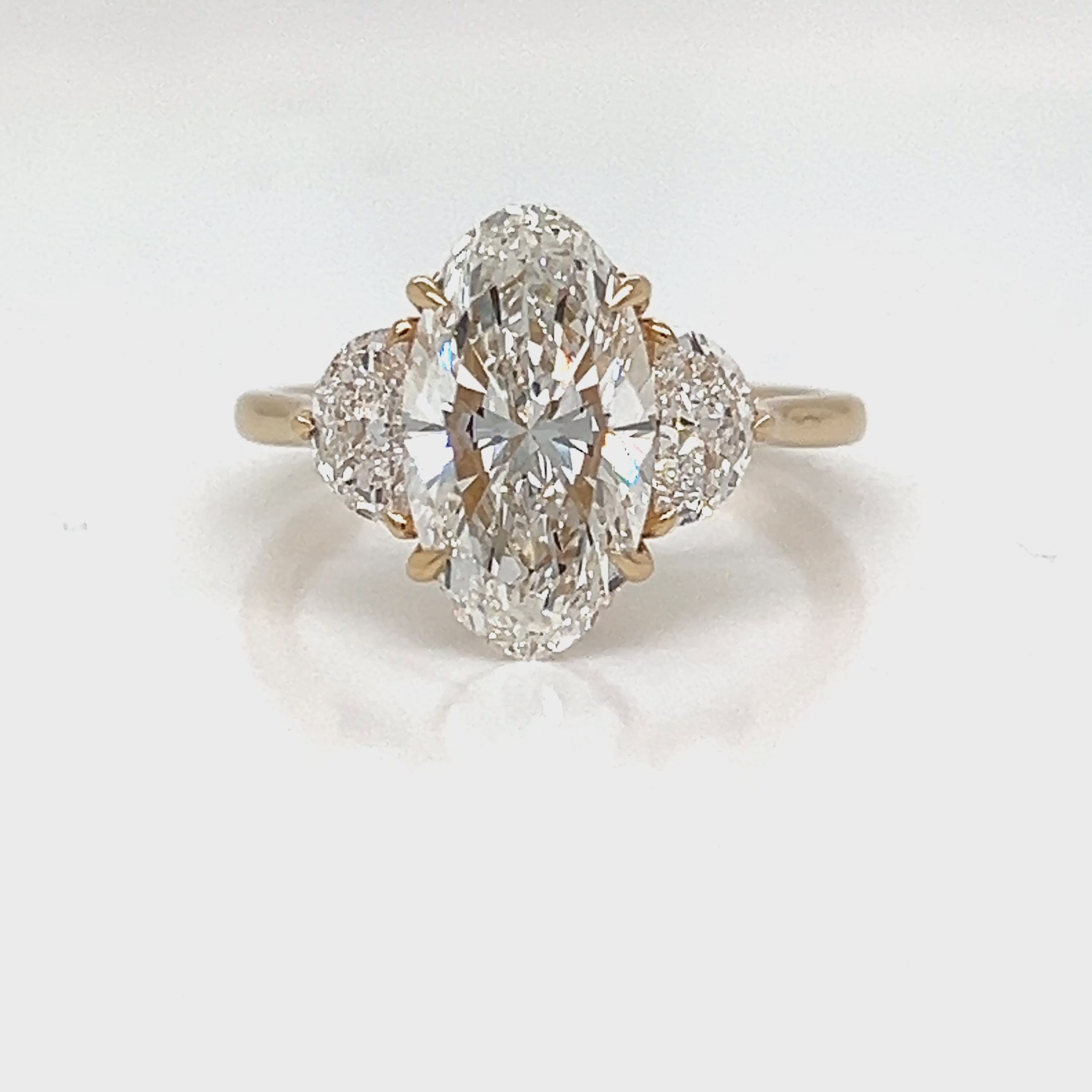 Load video: One Lady's 14 Karat Yellow Lab Grown Diamond Engagement