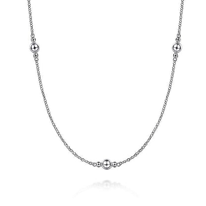 STERLING SILVER BEADED NECKLACE 18IN