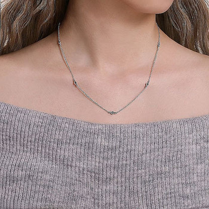 STERLING SILVER BEADED NECKLACE 18IN